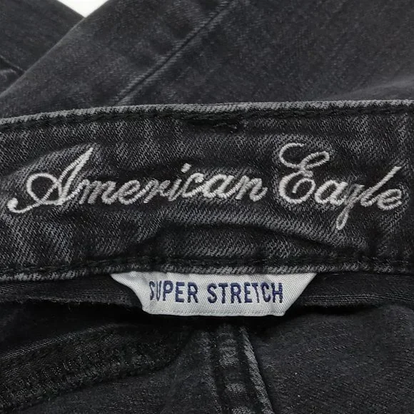 American Eagle Black Denim Super Stretch Skinny Jeans Size 0 - Picture 6 of 8